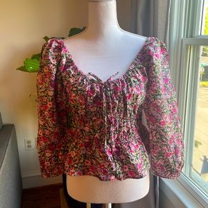 Mango pink floral blouse